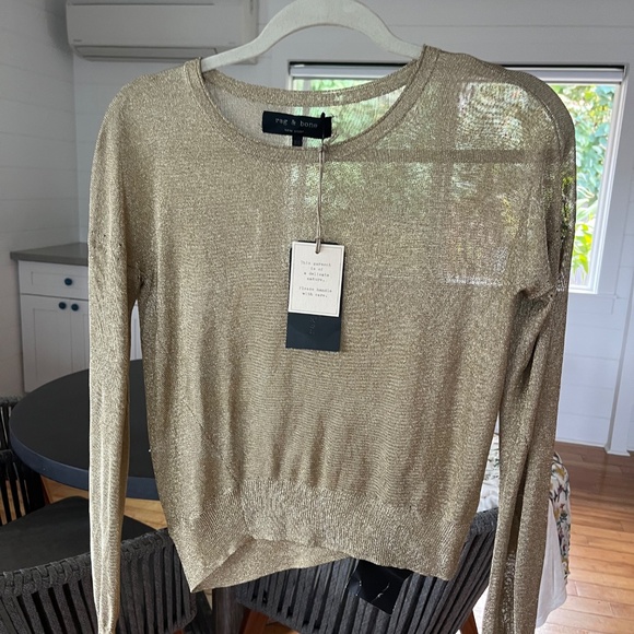 Rag & Bone gold metallic cardigan - Picture 5 of 7